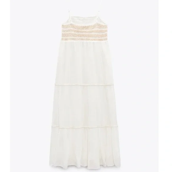 Zara Combination Tiered Dress Size Large - Picture 3 of 5